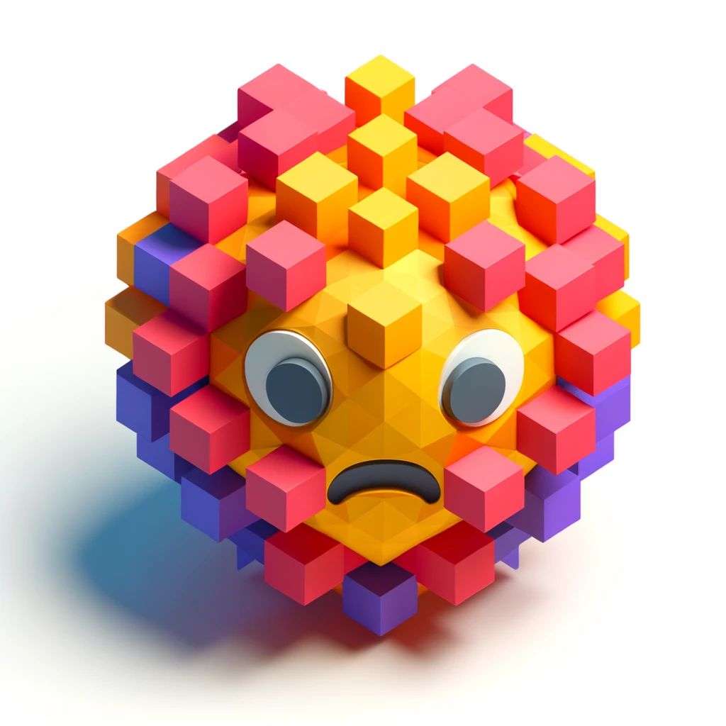 a brightly coloured, detailed icon of a representation of anxiety emoji, 3D low poly render, isometric perspective on white background